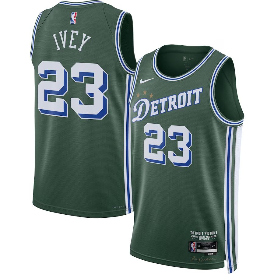 Men Detroit Pistons #23 Jaden Ivey Nike Green City Edition 2022-23 Swingman NBA Jersey